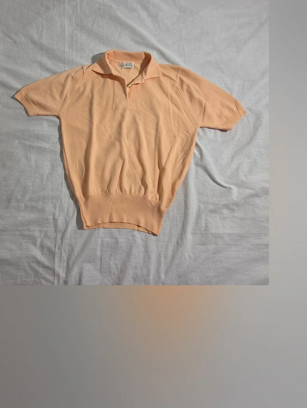 Vintage 70s Di Fini Ban-Lon Knit Polo Sweater Shirt Peach